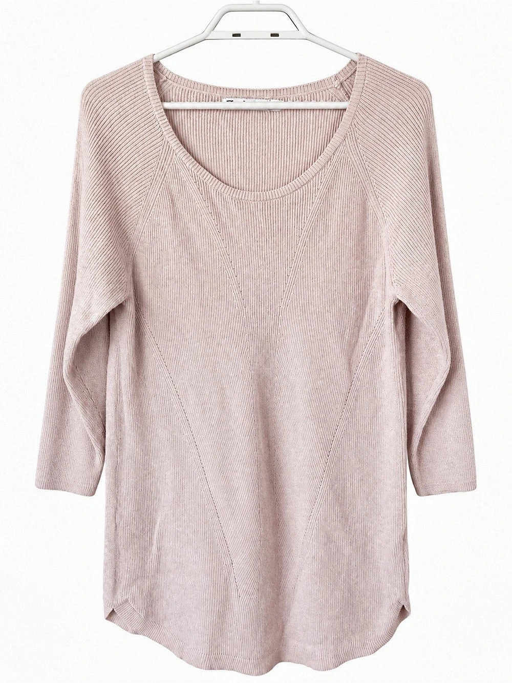 Reitmans Women’s Blush Pink 100% Cotton Ribbed Tunic Sweater Size L